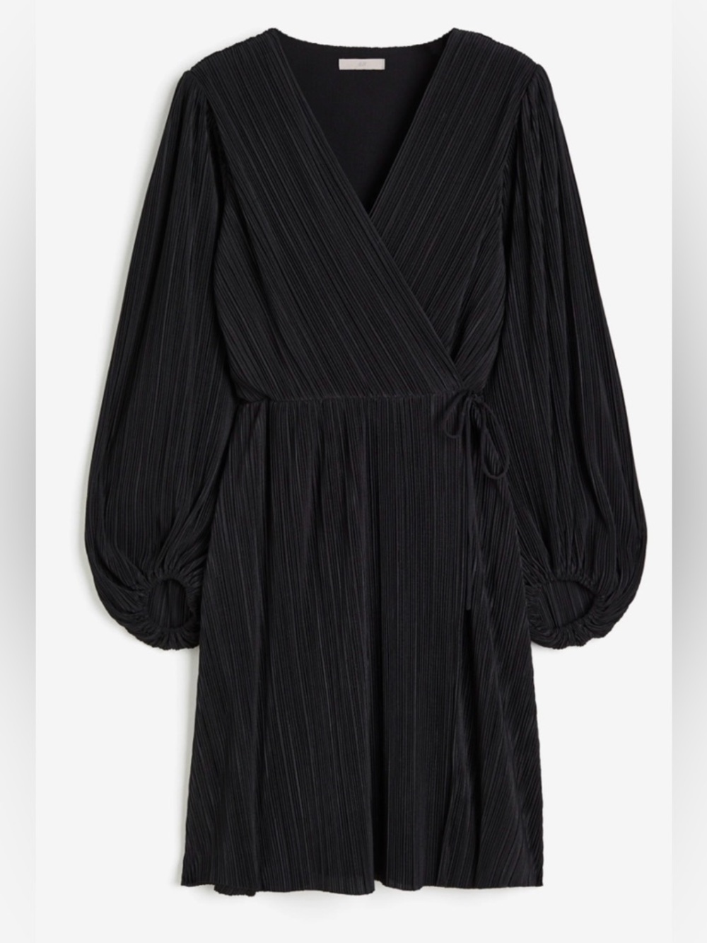 H&M Black Pleated Wrap Mini Dress